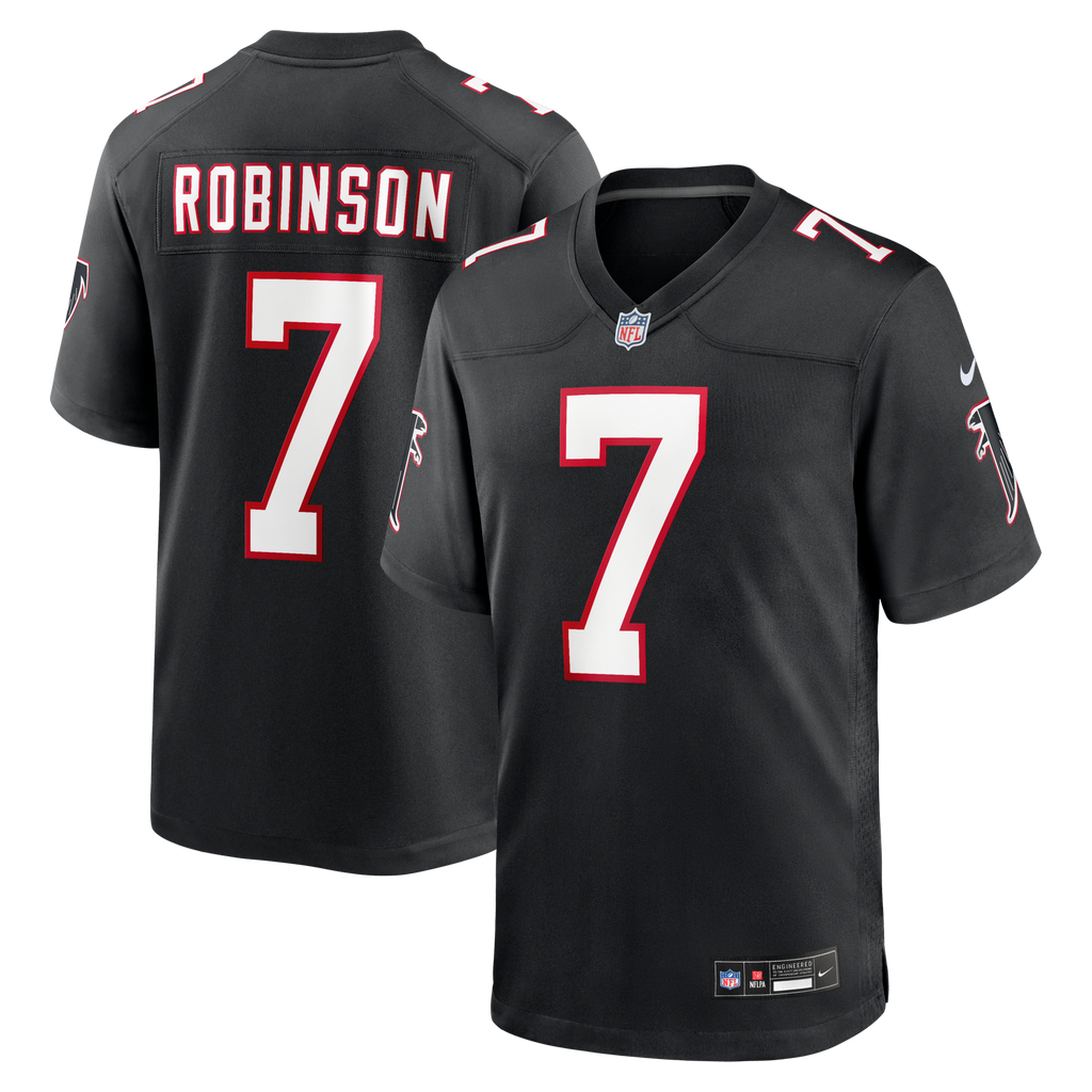 Atlanta Falcons Bijan Robinson Black Throwback Game Football Jersey