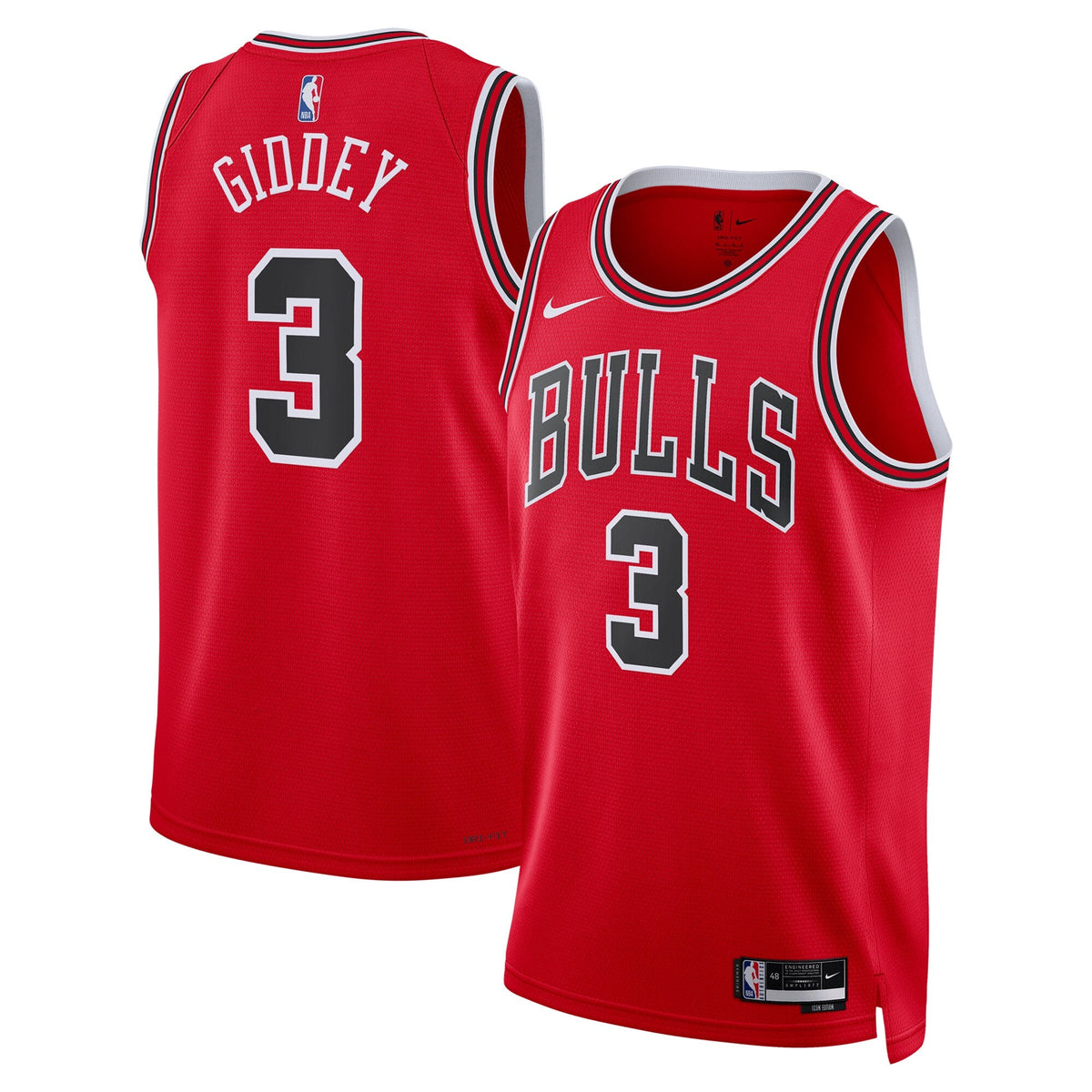 Chicago Bulls Icon Edition Swingman Jersey - Red - Josh Giddey