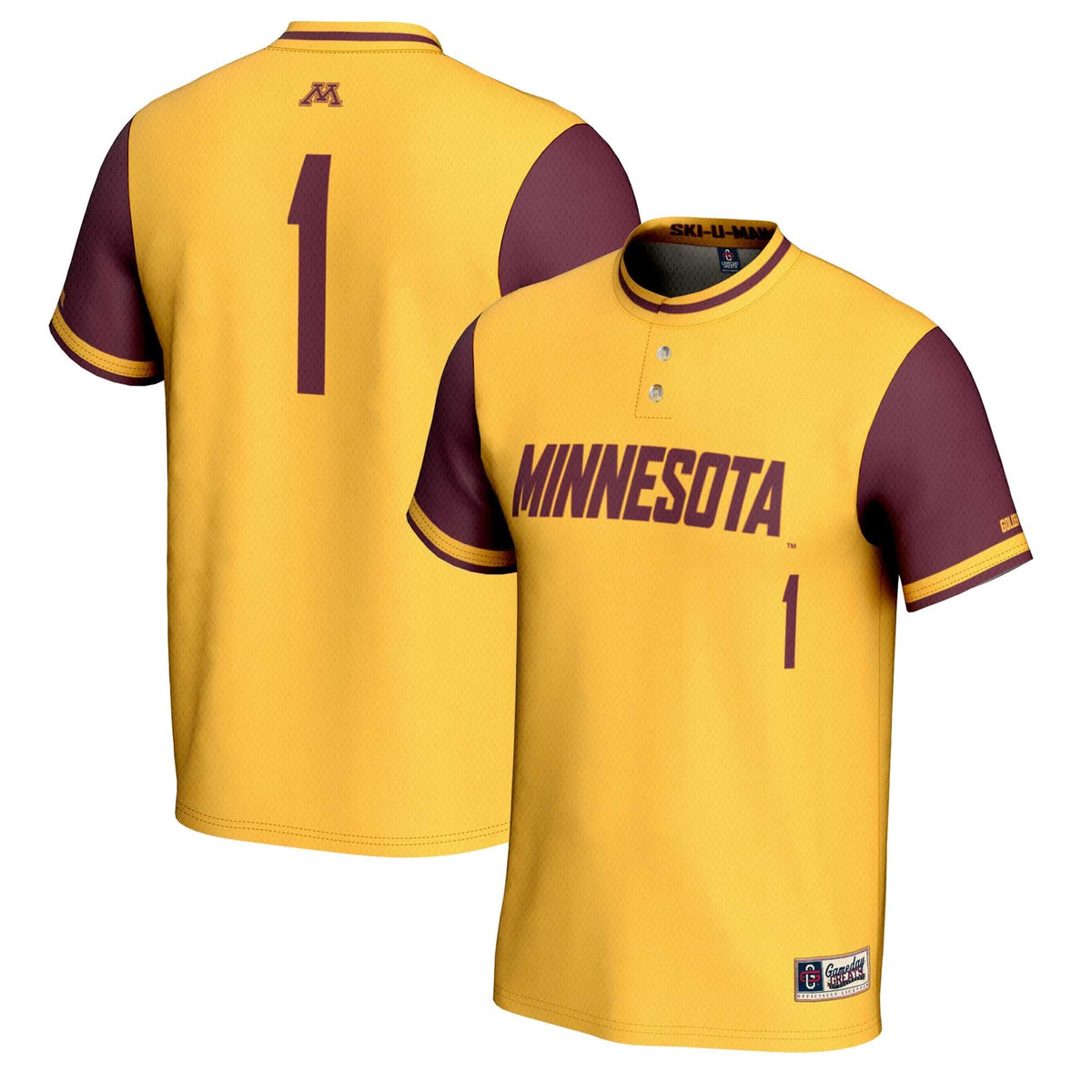 #1 Minnesota Golden Gophers Lightweight Softball Jersey - Gold