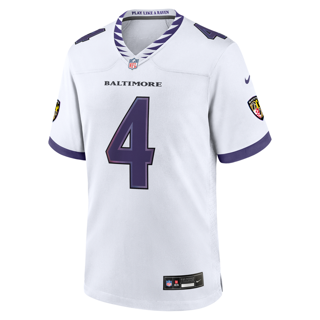 Baltimore Ravens Zay Flowers White Game Football Jersey