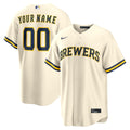 Milwaukee Brewers Cream Home Replica Custom Baseball Jersey