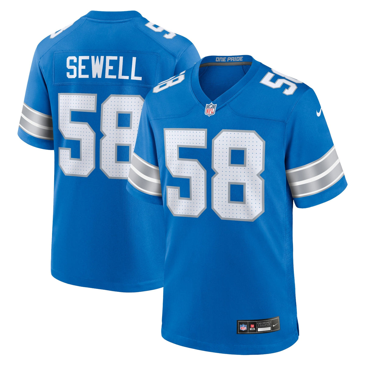 Detroit Lions Penei Sewell Blue Game Football Jersey