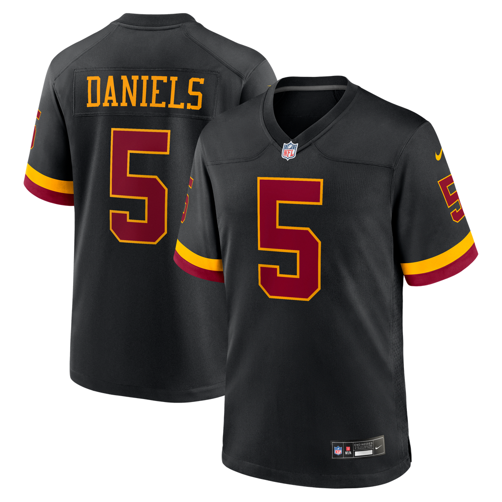 Hail Raiser Washington Commanders Jayden Daniels Black Alternate Game Football Jersey