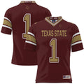 #1 Maroon Texas State Bobcats Football Jersey
