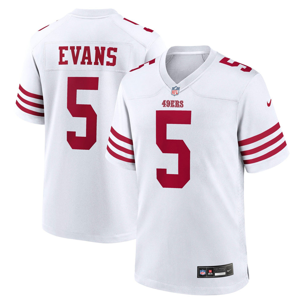San Francisco 49ers Mike Evans White Game Football Jersey