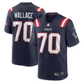 New England Patriots Caedan Wallace Navy Game Football Jersey