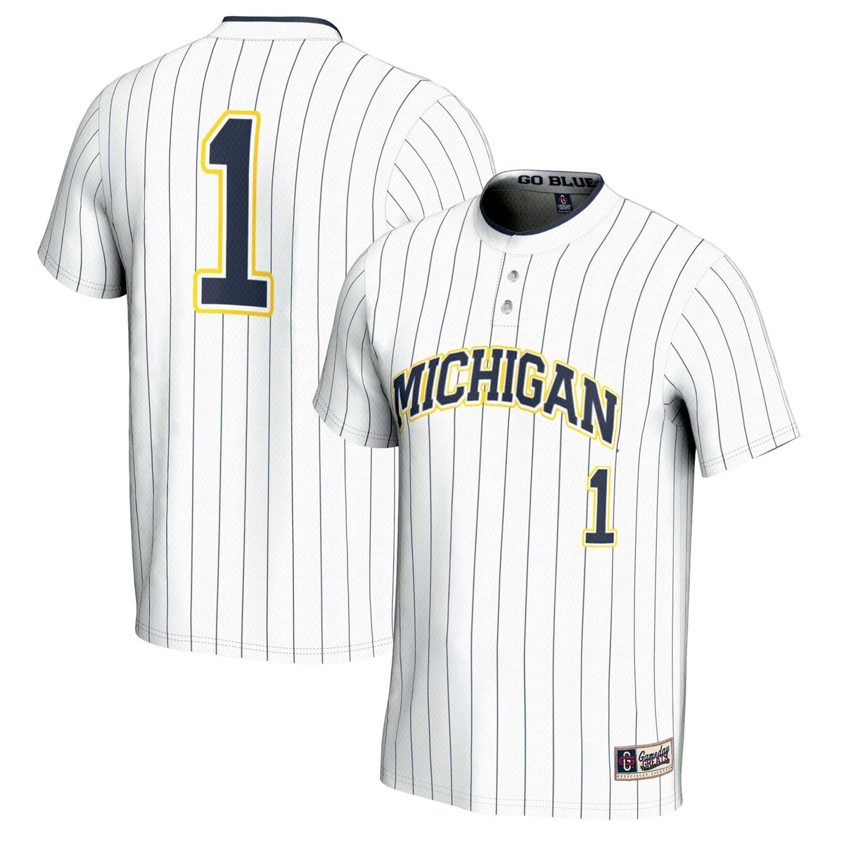 #1 Michigan Wolverines Lightweight Softball Jersey - White