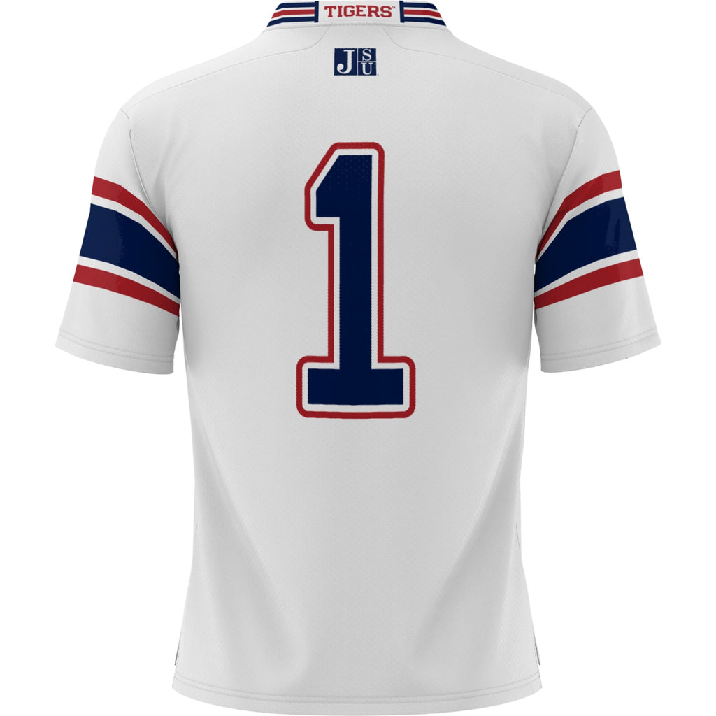 #1 White Jackson State Tigers Football Jersey