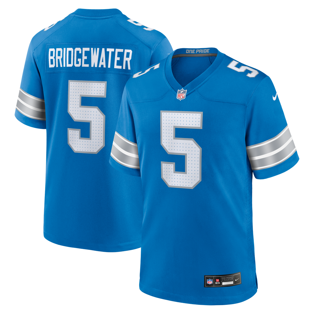 Detroit Lions Teddy Bridgewater Blue Team Game Football Jersey
