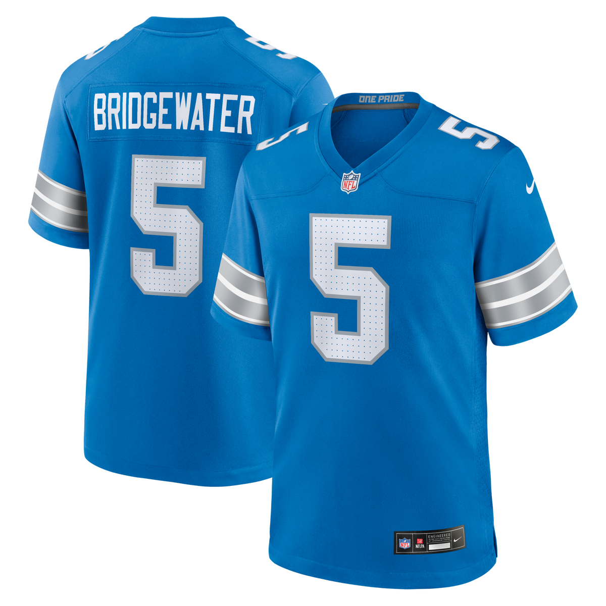 Detroit Lions Teddy Bridgewater Blue Team Game Football Jersey