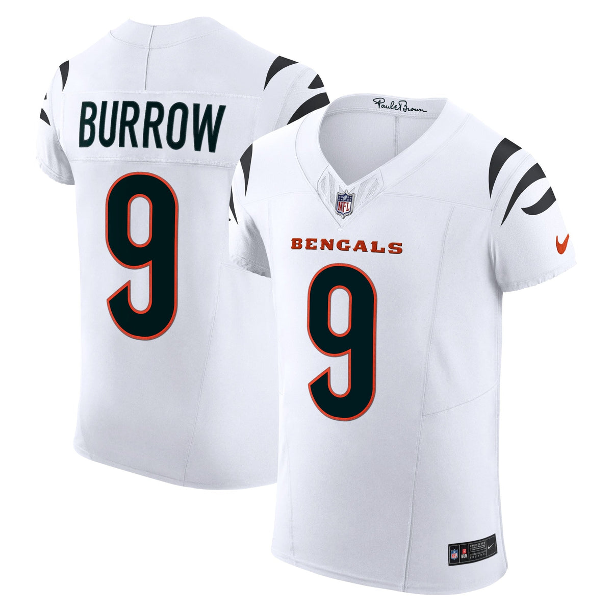 Cincinnati Bengals Joe Burrow White Vapor F.U.S.E. Elite Football Jersey
