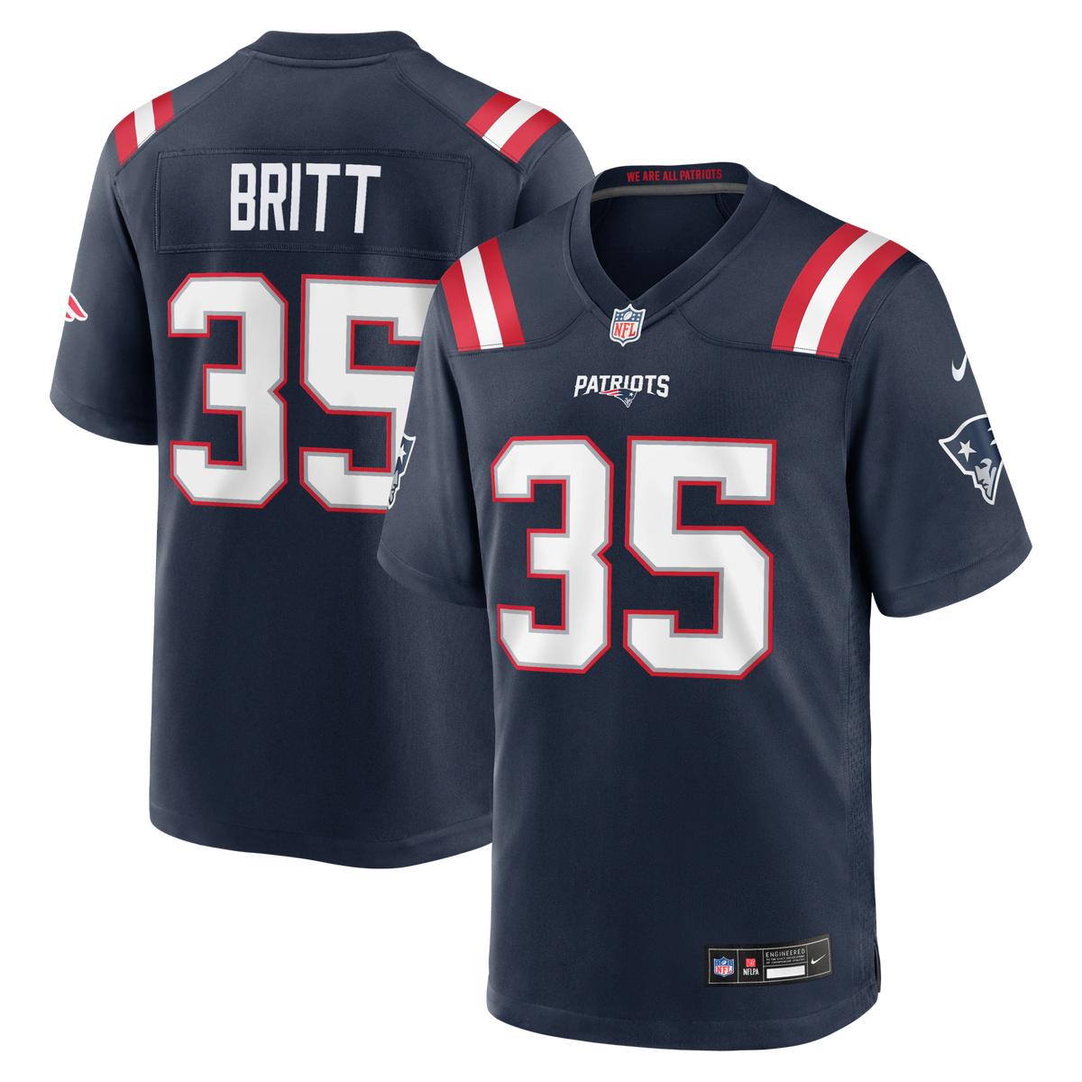 New England Patriots K.J. Britt Navy Team Game Football Jersey