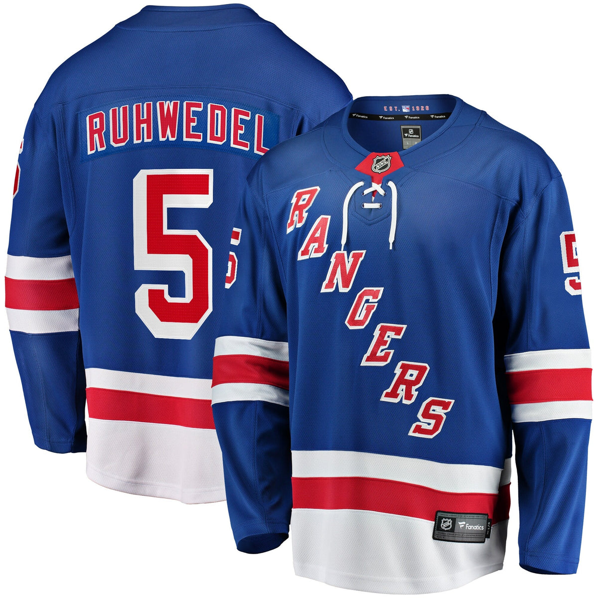 New York Rangers Chad Ruhwedel Blue Home Premier Breakaway Player Hockey Jersey