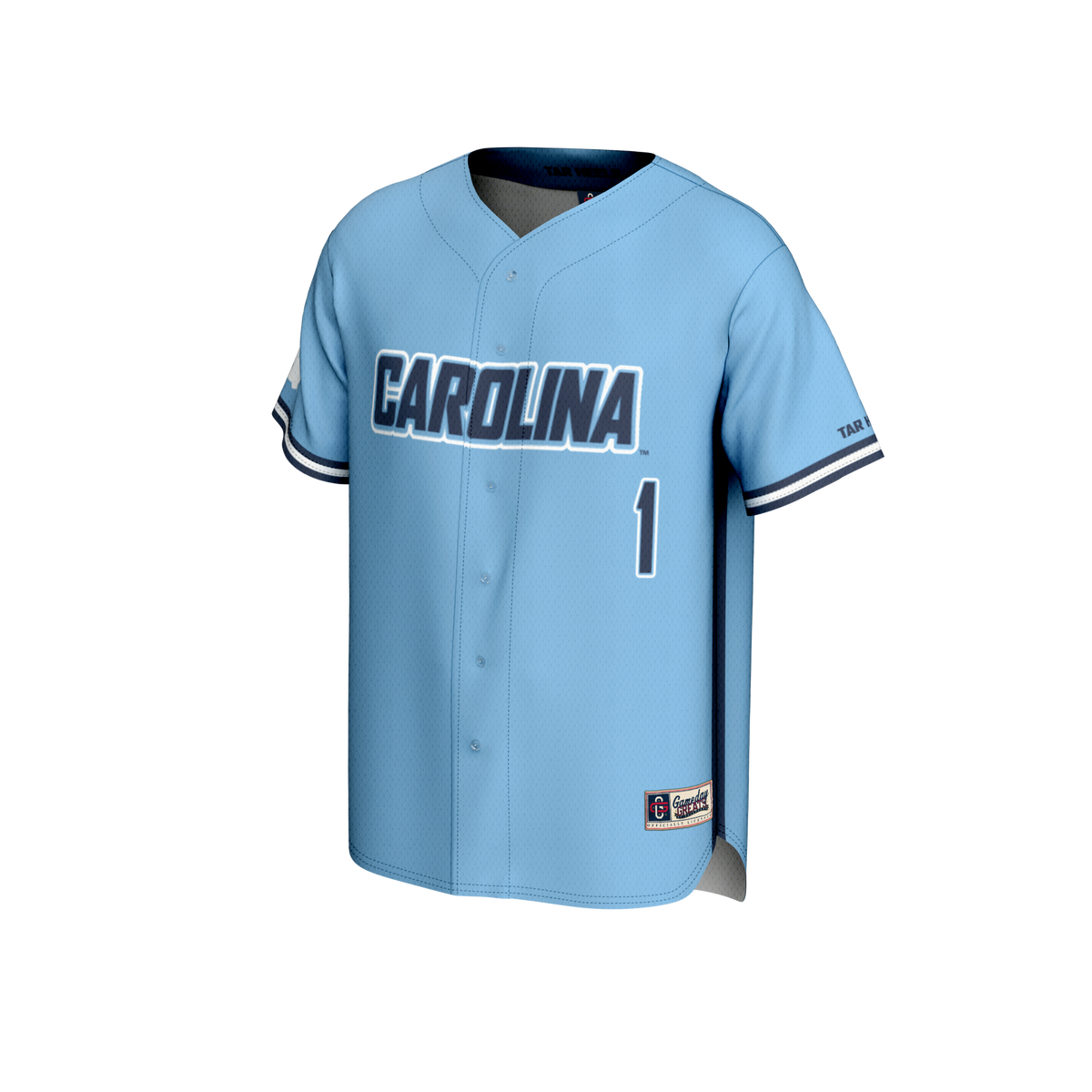 Carolina Blue #1 North Carolina Tar Heels Lightweight Baseball Fashion Jersey