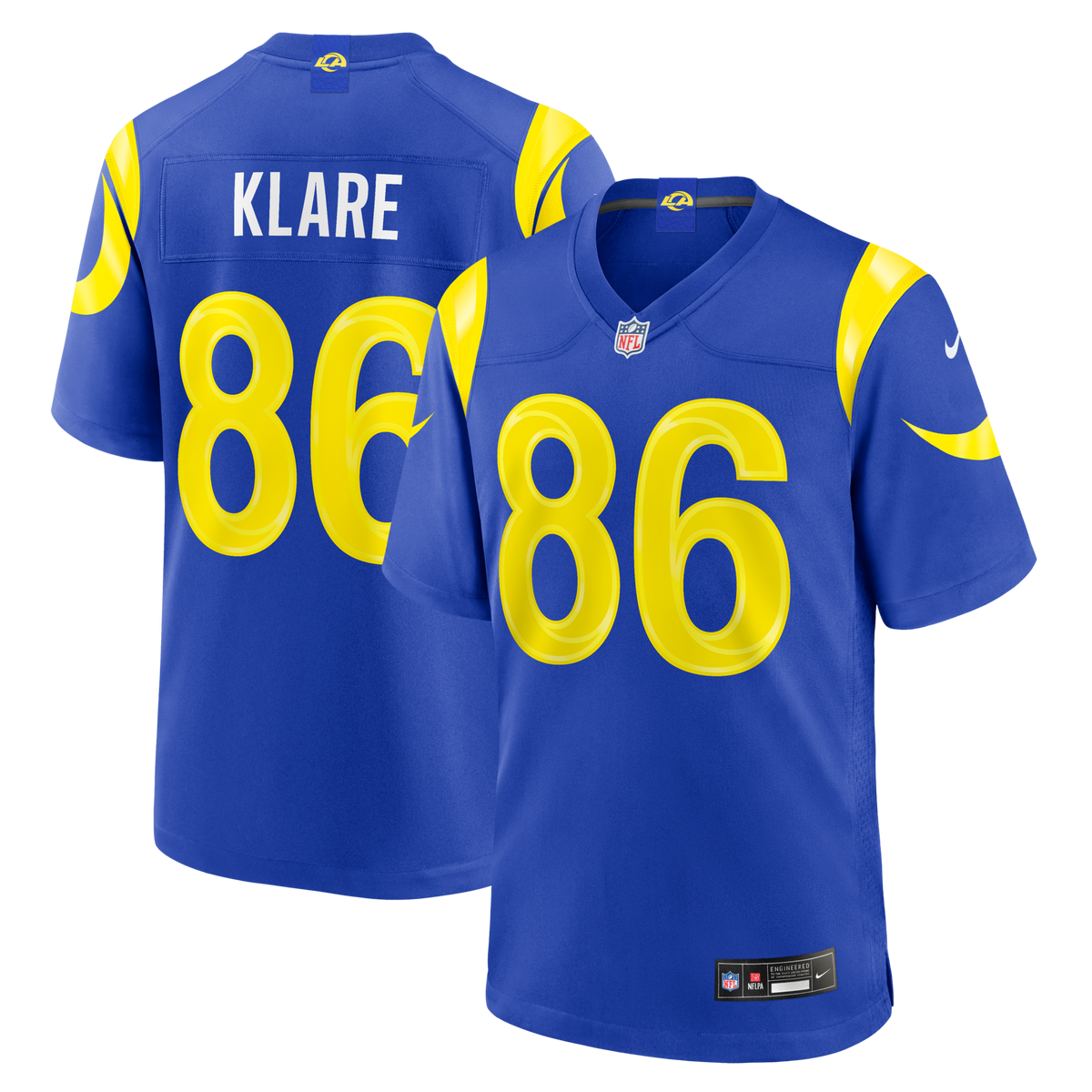 Los Angeles Rams Max Klare Royal Team Game Football Jersey