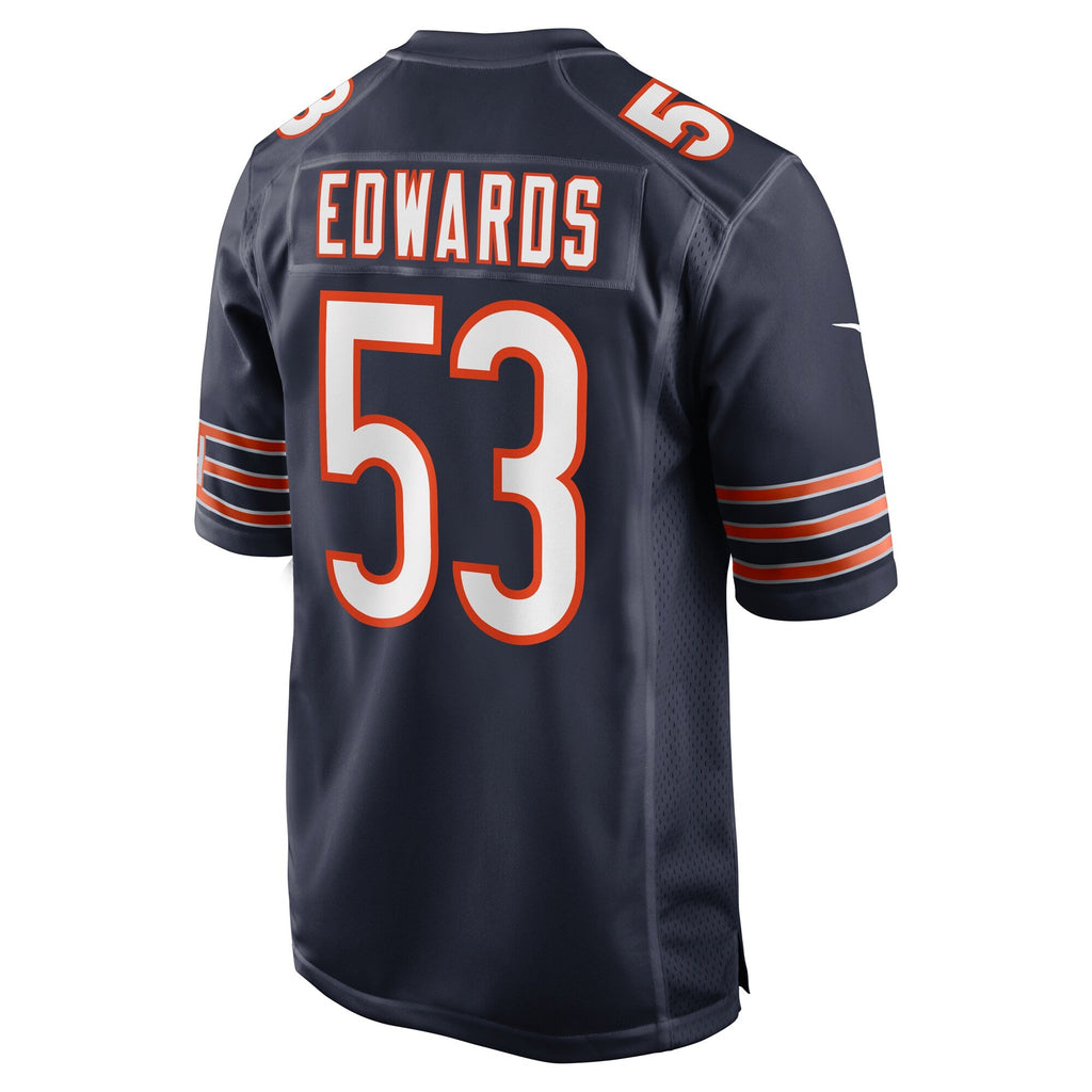 Chicago Bears TJ Edwards Navy Game Player Football Jersey