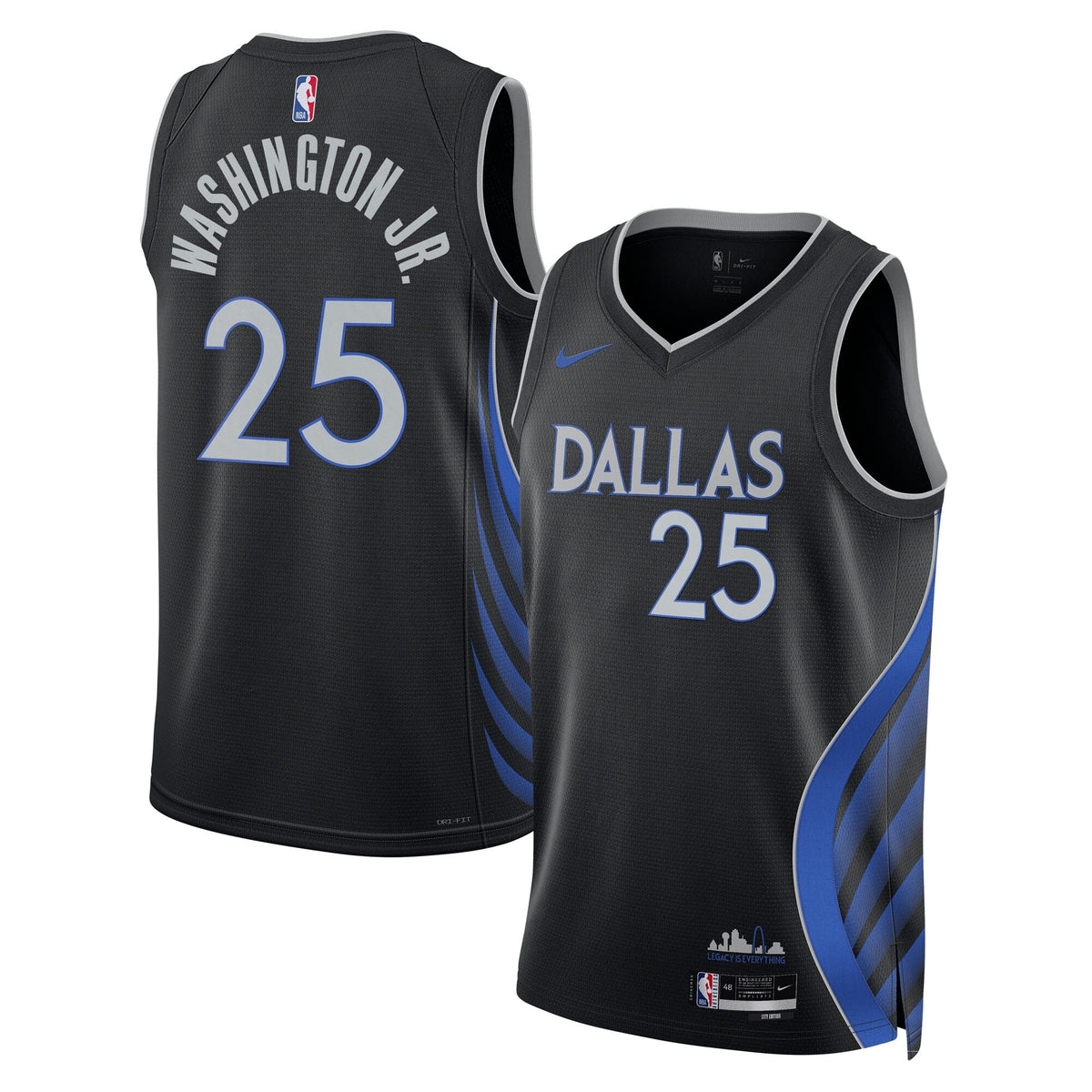 Dallas Mavericks 2025/26 City Edition Swingman Jersey - Black - P.J. Washington Jr.