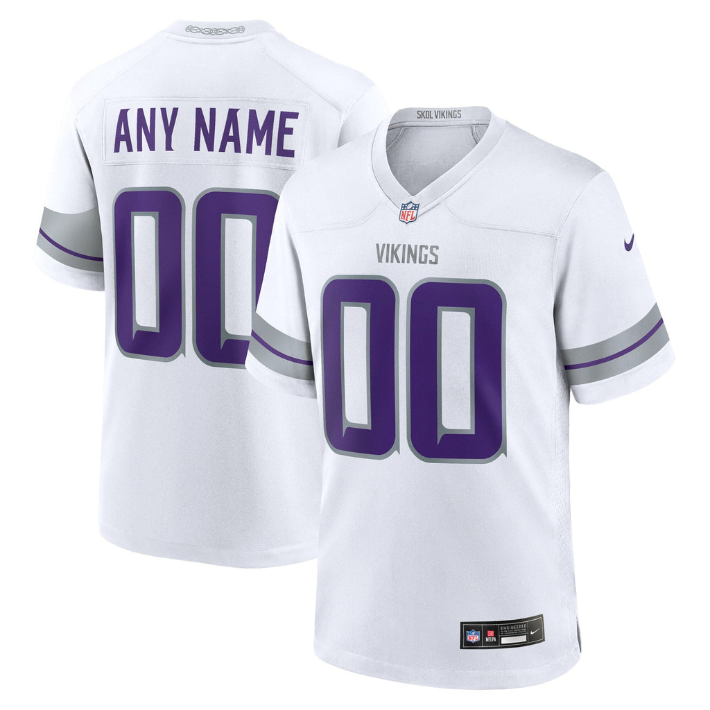 Minnesota Vikings White Alternate Custom Game Football Jersey