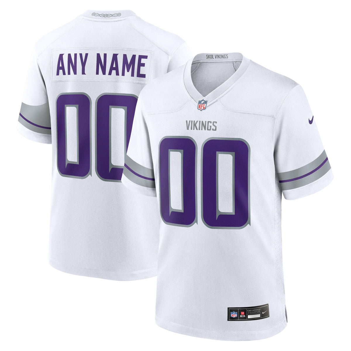 Minnesota Vikings White Alternate Custom Game Football Jersey