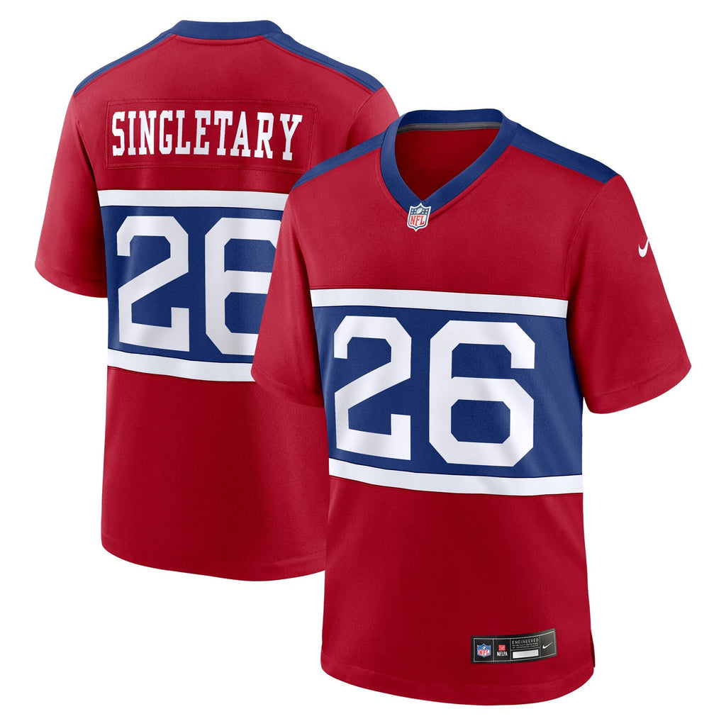 New York Giants Devin Singletary Century Red Alternate Player Game Football Jersey