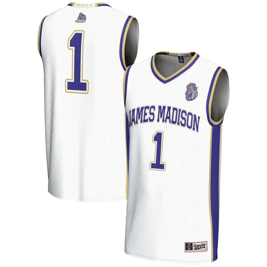 #1 James Madison Dukes Lightweight Basketball Jersey - White