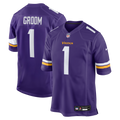 Minnesota Vikings Number 1 Groom Purple Game Football Jersey