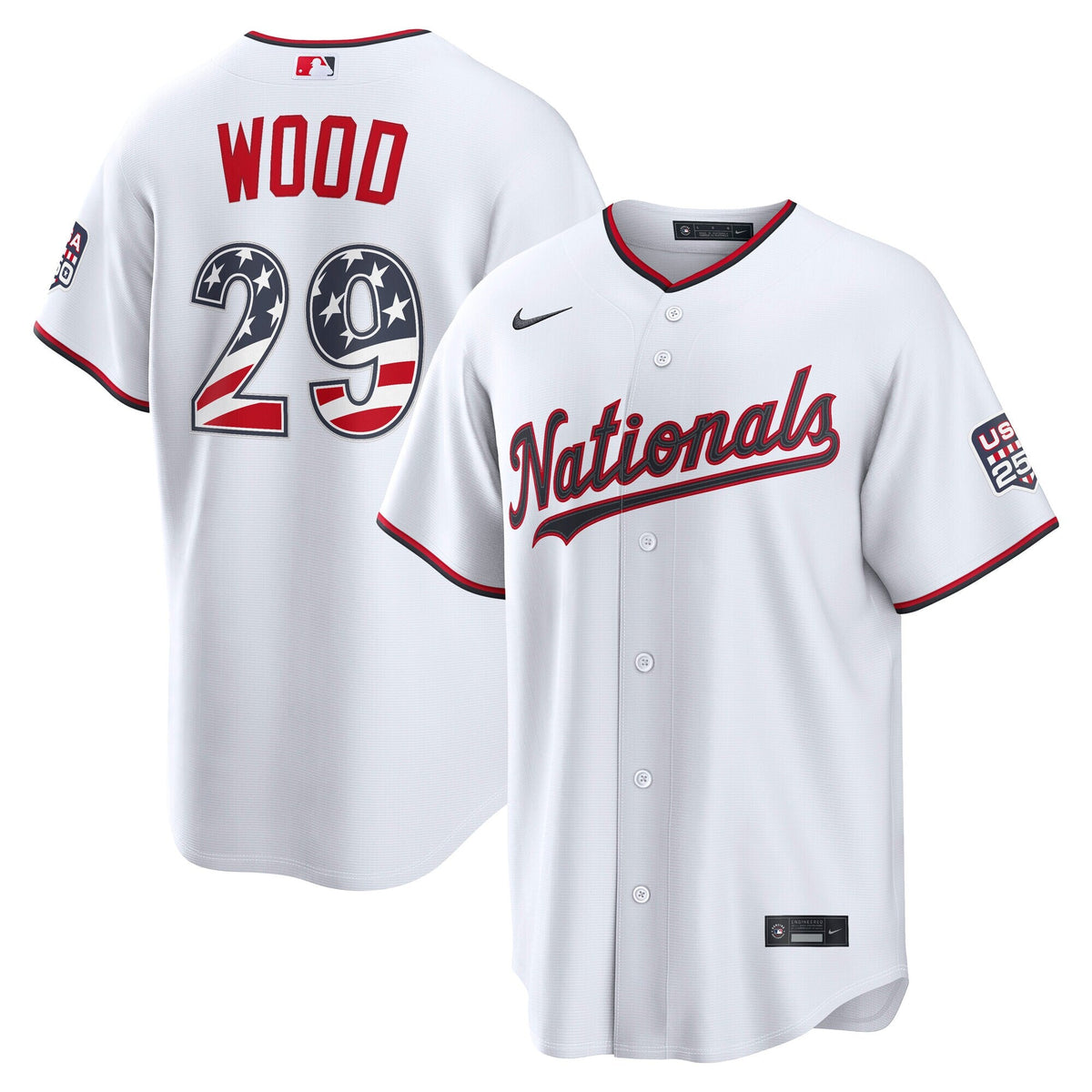 Fourth of July Washington Nationals James Wood White USA 250 Stadium Baseball Jersey