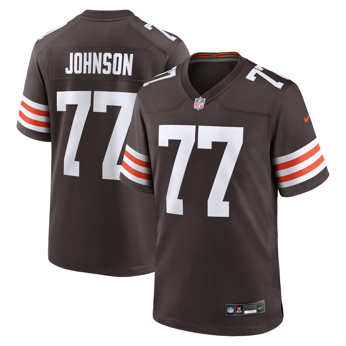 Cleveland Browns Zion Johnson Brown Team Game Football Jersey