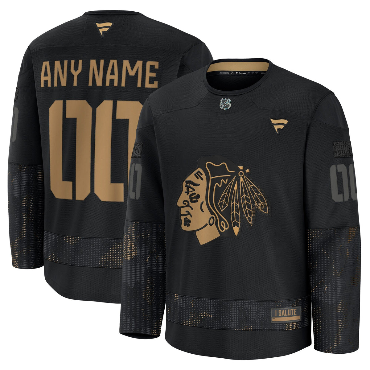 Chicago Blackhawks Black 2024 Military Appreciation Custom Practice Jersey