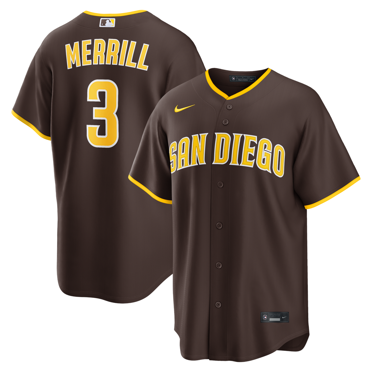 San Diego Padres Jackson Merrill Brown Road Replica Baseball Jersey