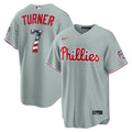 Fourth of July Philadelphia Phillies Trea Turner Gray USA 250 Stadium Baseball Jersey