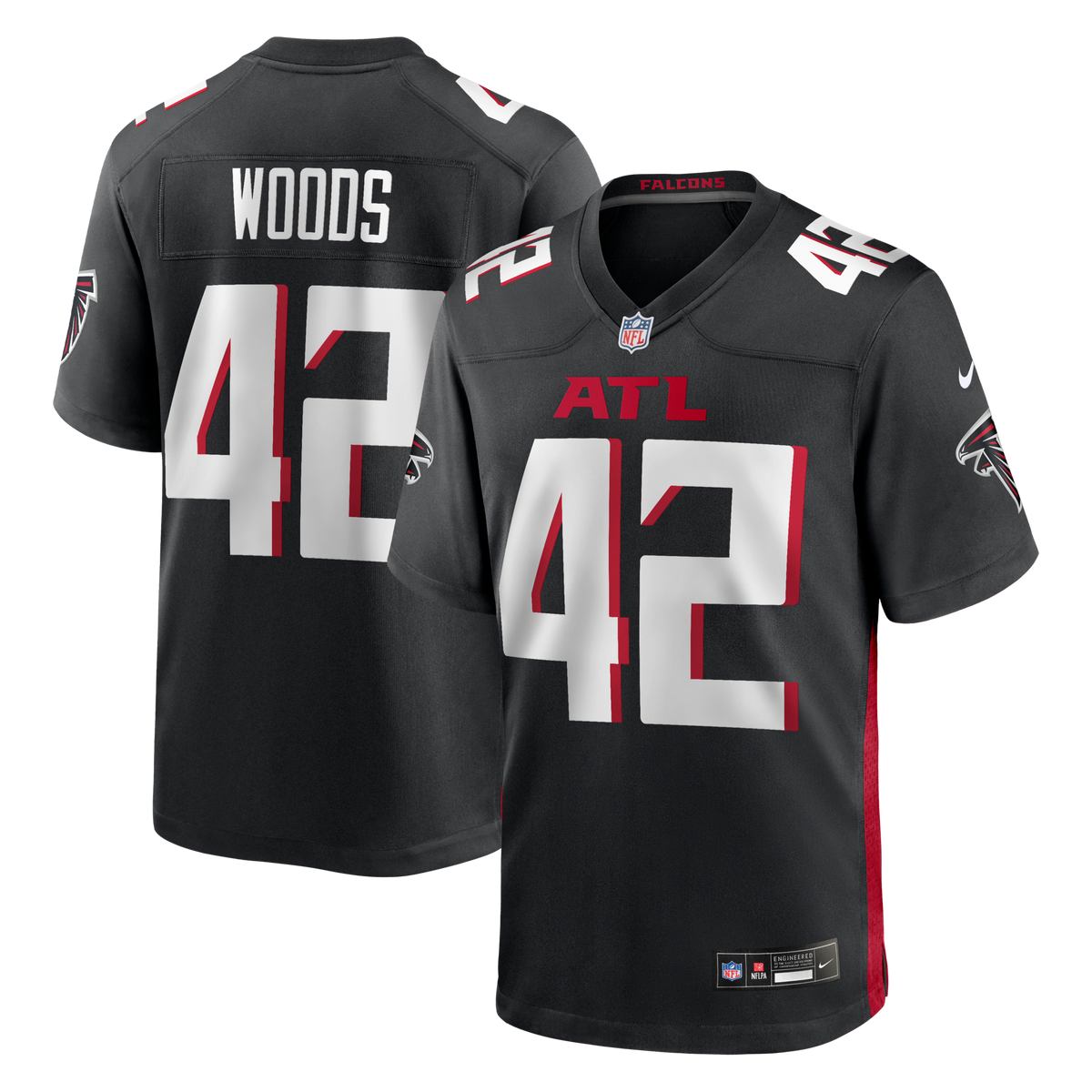 Atlanta Falcons Josh Woods Black Team Game Football Jersey
