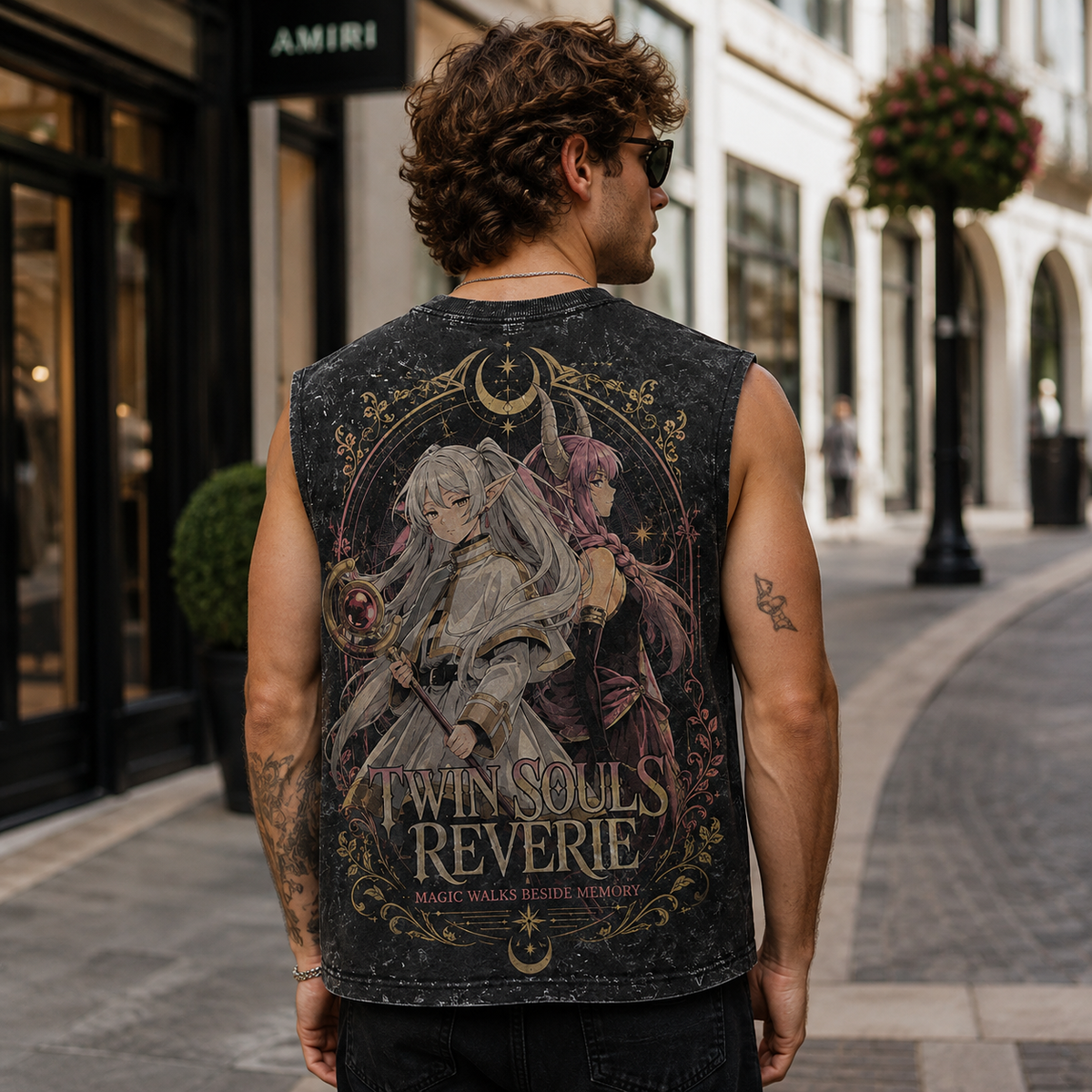 Frieren, Aura Twin Souls Acid Wash Vest Anime Tank Top