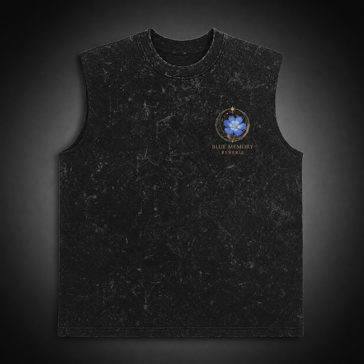 Frieren Anime Tank Top - Blue Memory Reverie Acid Wash Vest