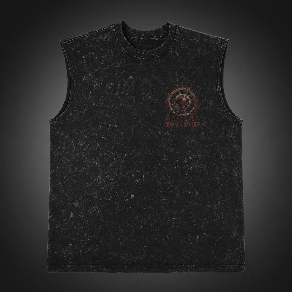 Frieren Anime Tank Top - Crimson Reverie Acid Wash Vest