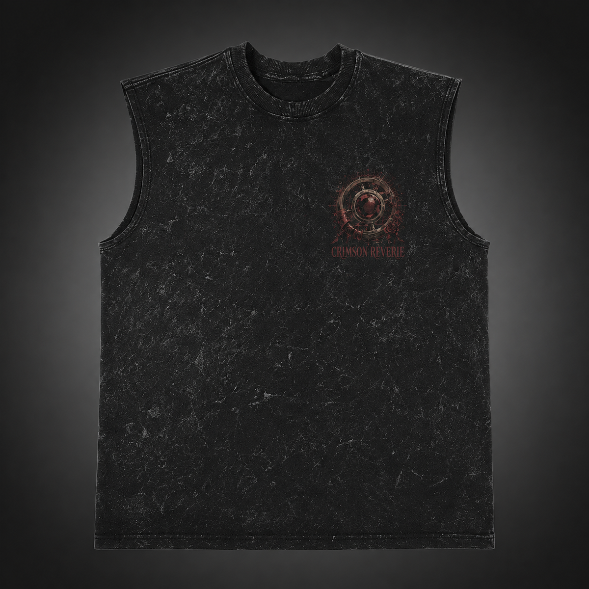 Frieren Anime Tank Top - Crimson Reverie Acid Wash Vest