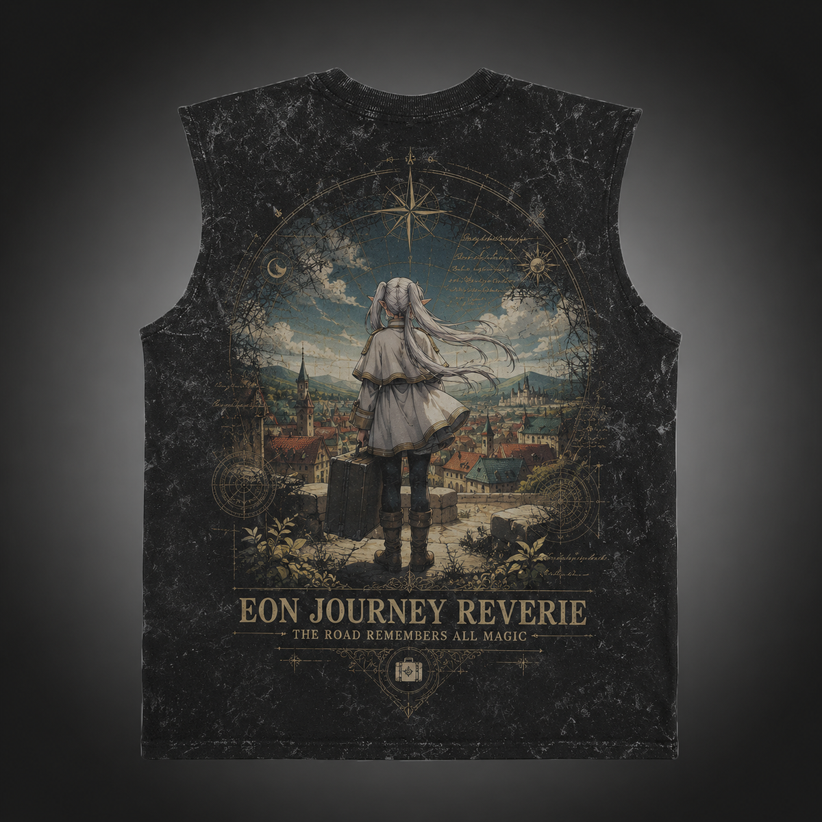 Frieren Anime Tank Top - Eon Journey Acid Wash Vest