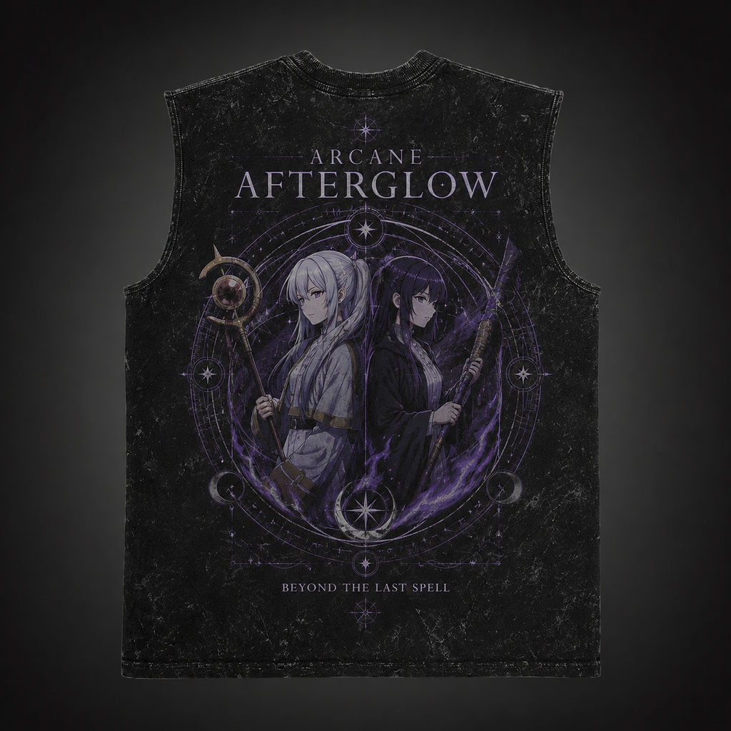 Frieren, Fern Arcane Afterglow Acid Wash Vest Anime Tank Top