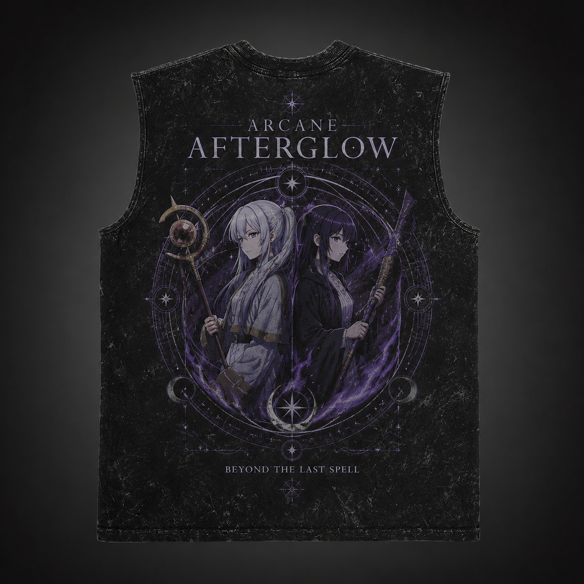 Frieren, Fern Arcane Afterglow Acid Wash Vest Anime Tank Top