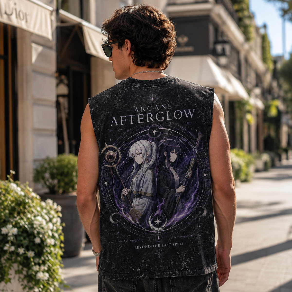 Frieren, Fern Arcane Afterglow Acid Wash Vest Anime Tank Top