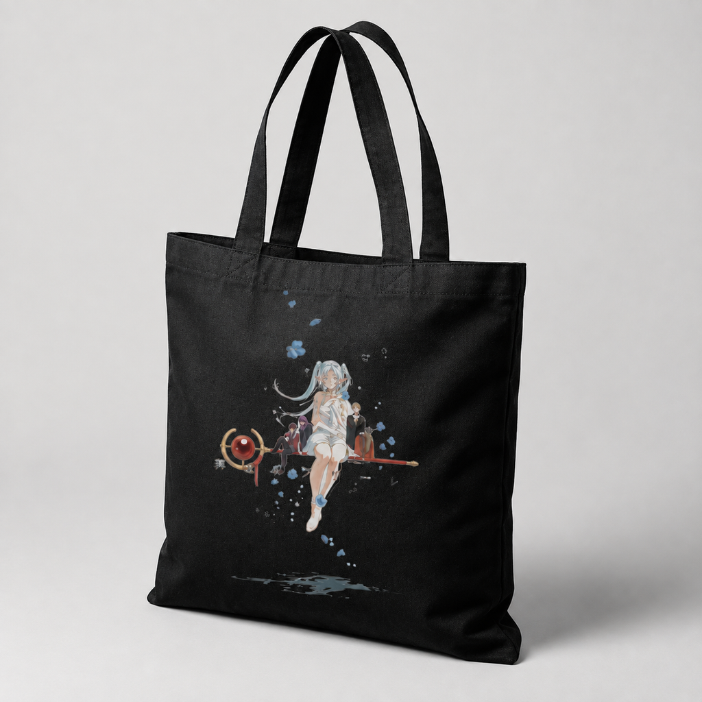 Frieren, Fern, Stark Floating Reverie Anime Canvas Tote Bag