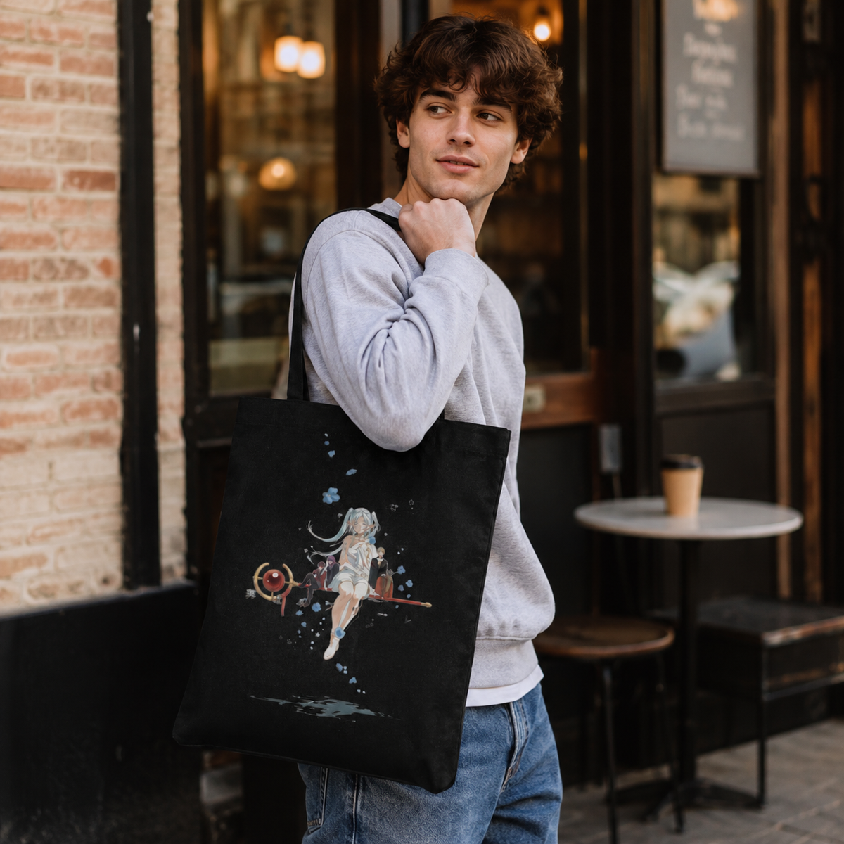 Frieren, Fern, Stark Floating Reverie Anime Canvas Tote Bag