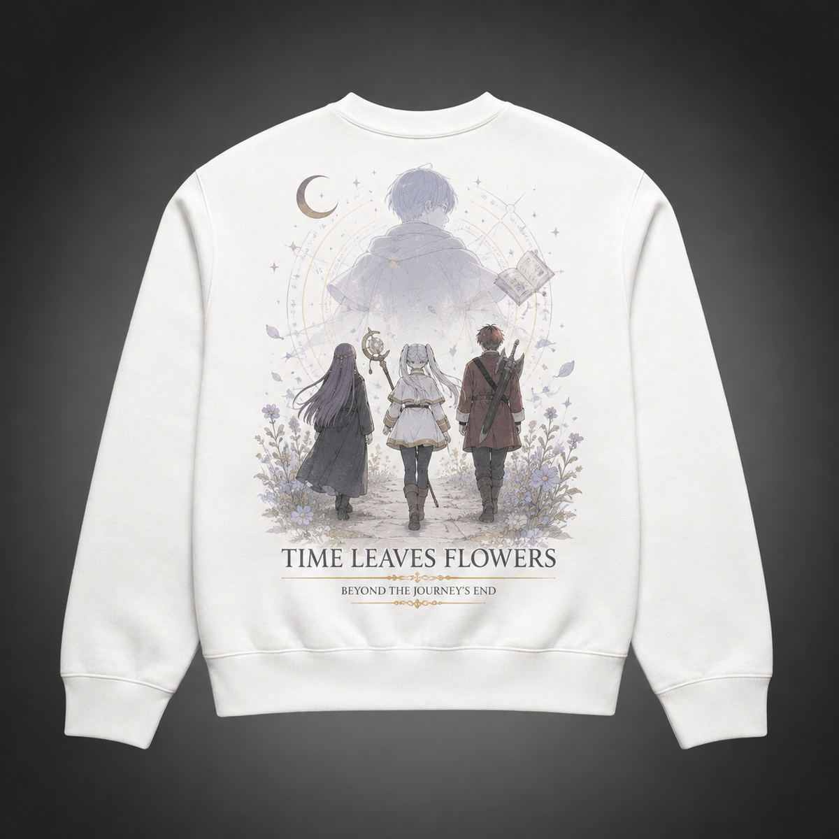 Frieren, Fern, Stark Time Leaves Flowers Anime Sweatshirt