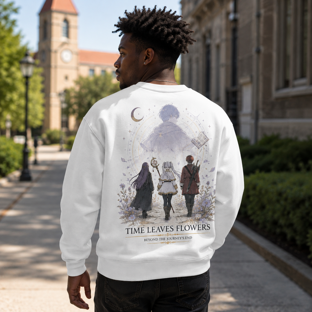 Frieren, Fern, Stark Time Leaves Flowers Anime Sweatshirt
