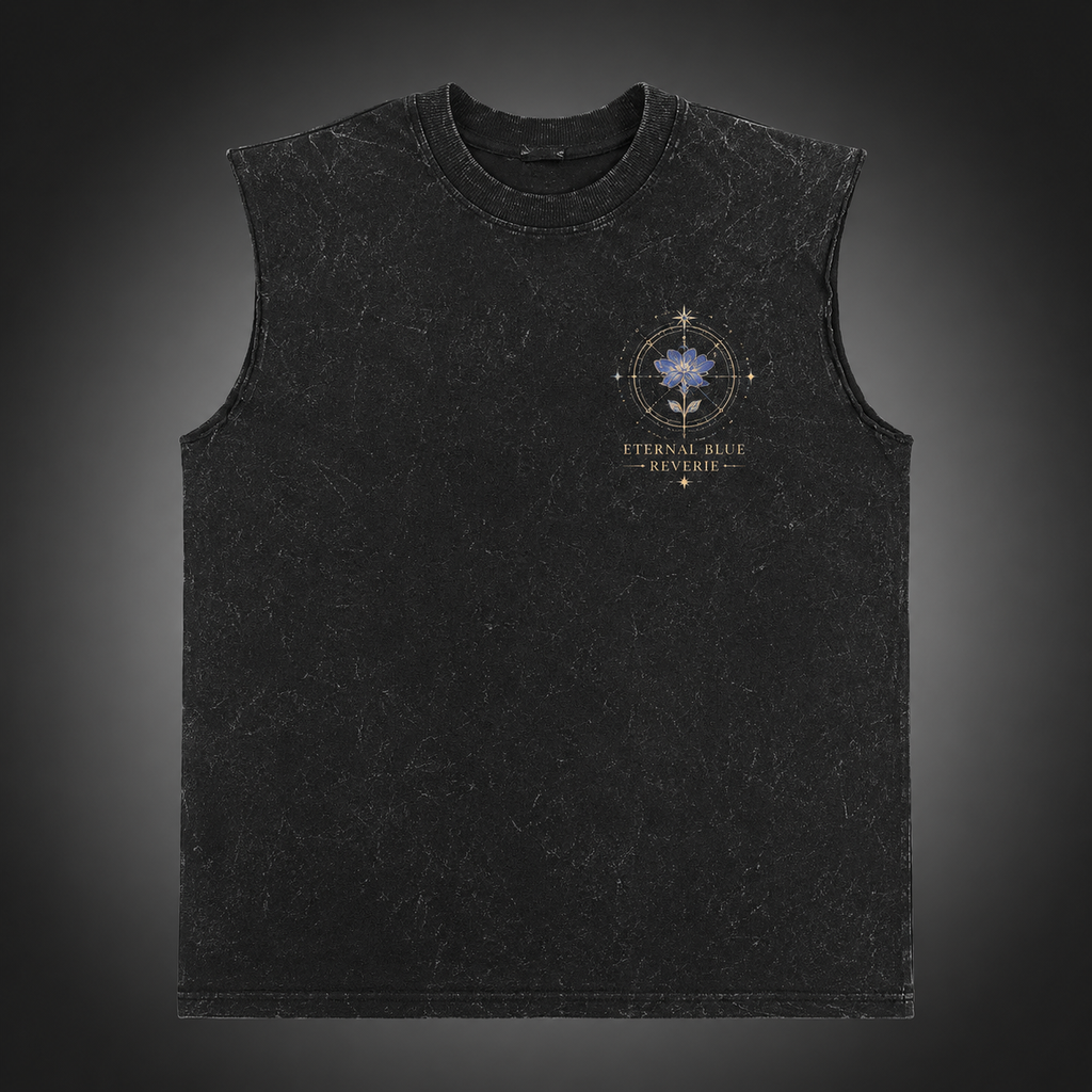 Frieren, Himmel Eternal Blue Reverie Acid Wash Vest Anime Tank Top