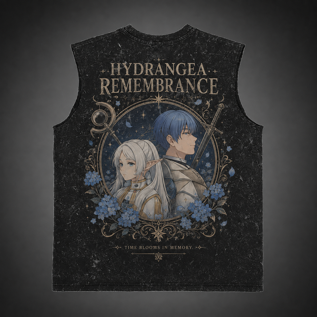 Frieren, Himmel Hydrangea Remembrance Acid Wash Vest Anime Tank Top