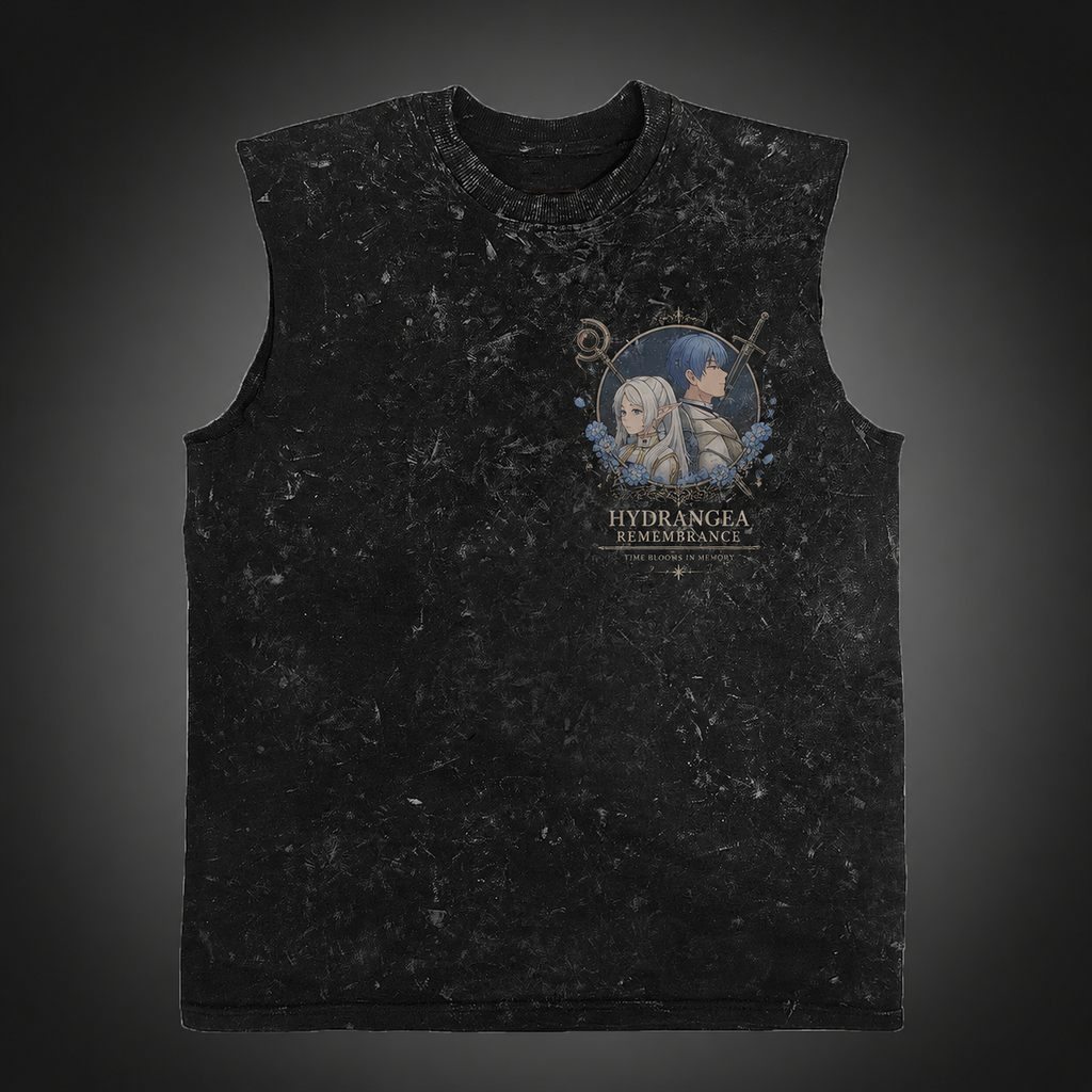 Frieren, Himmel Hydrangea Remembrance Acid Wash Vest Anime Tank Top