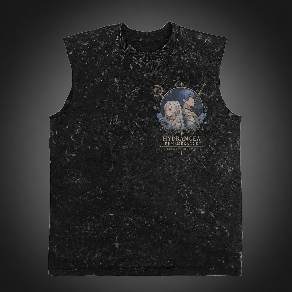 Frieren, Himmel Hydrangea Remembrance Acid Wash Vest Anime Tank Top