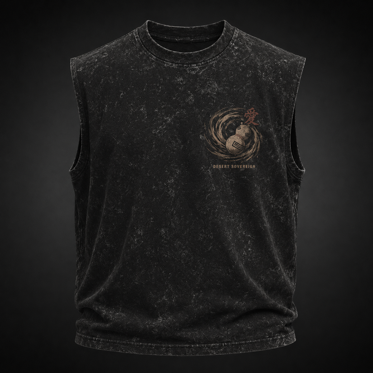Gaara Naruto Anime Tank Top - Control The Storm Acid Wash Vest