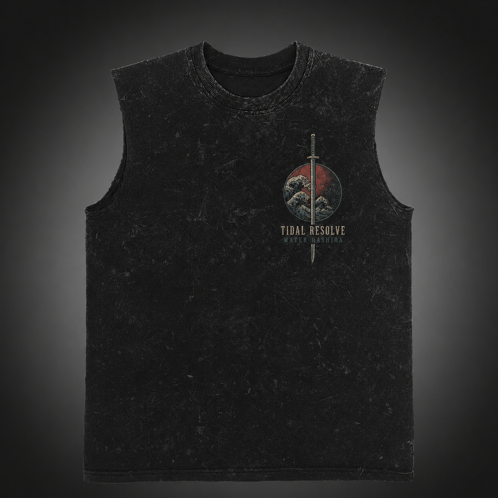 Giyu Tomioka Demon Slayer Anime Tank Top - Master The Current Acid Wash Vest
